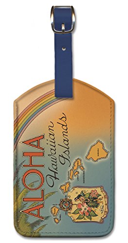 Hawaiian Islands Leatherette Luggage Tag - Aloha