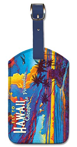 Pacifica Island Art Leatherette Luggage Tag - Hawaii Fly