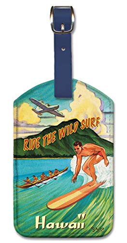 Wild Surf Hawaii Leatherette Luggage Tag by Pacifica