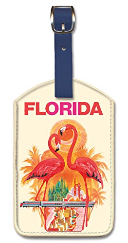 Florida Flamingos Leatherette Luggage Tag by Klein