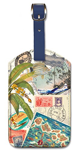 Vintage Collage Leatherette Luggage Tag by Pacifica Island