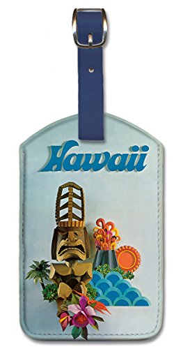 Hawaiian Tiki Leatherette Luggage Baggage Tag by Pacifica