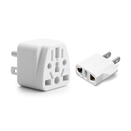 European Plug Adapter for American Travel, White