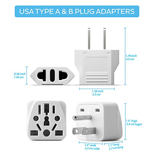 European Plug Adapter for American Travel, White