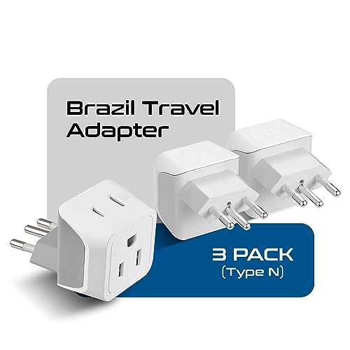 Brazil Travel Adapter Plug - Dual USA Input (3 Pack - Ultra Compact)