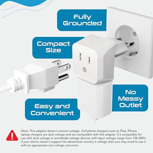 Brazil Travel Adapter Plug - Dual USA Input (3 Pack - Ultra Compact)