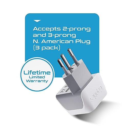 Brazil Travel Adapter Plug - Dual USA Input (3 Pack - Ultra Compact)