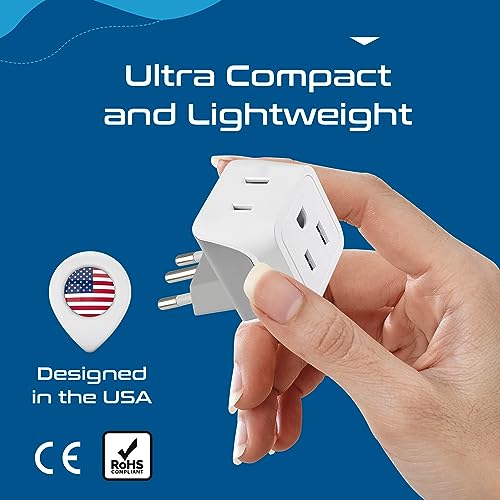 Brazil Travel Adapter Plug - Dual USA Input (3 Pack - Ultra Compact)