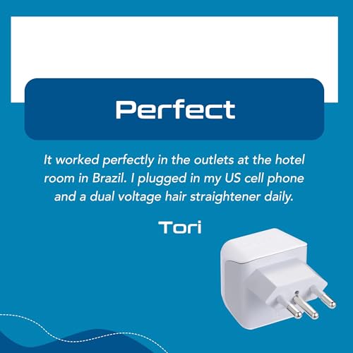 Brazil Travel Adapter Plug - Dual USA Input (3 Pack - Ultra Compact)