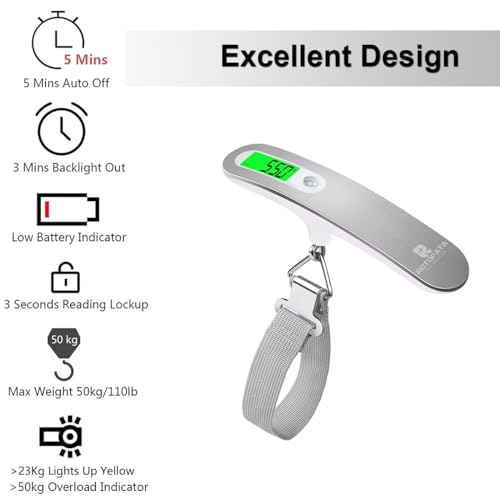 Portable Digital Travel Scale with Overweight Alert