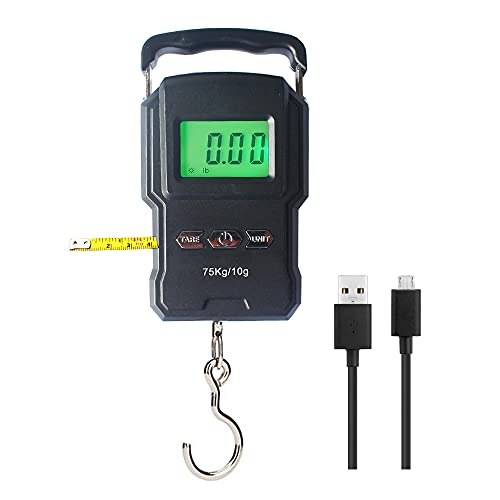 Rechargeable Electronic Hook Scale for Aviation, 165Lb Black