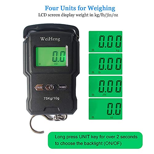 Rechargeable Electronic Hook Scale for Aviation, 165Lb Black