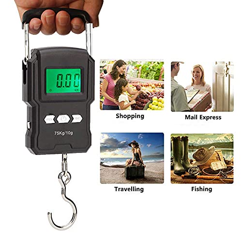 Rechargeable Electronic Hook Scale for Aviation, 165Lb Black