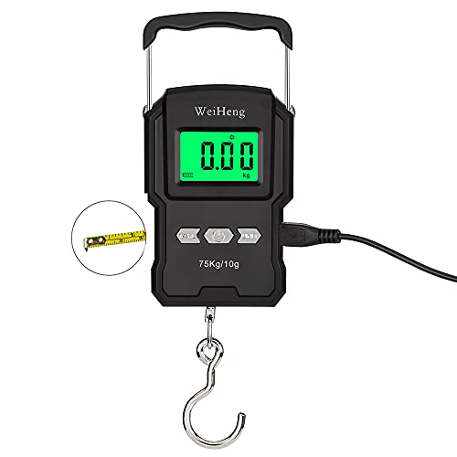Rechargeable Electronic Hook Scale for Aviation, 165Lb Black
