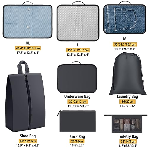 Aviation Travel Essentials: 8 Organizer Cubes for Luggage