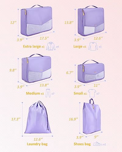 Aviation Travel Packing Cubes Set with Shoe Bag