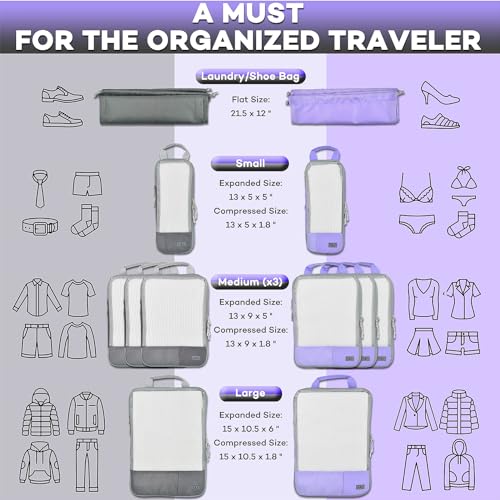 Aviation Family Travel Organizer Packing Cubes Purple/Grey