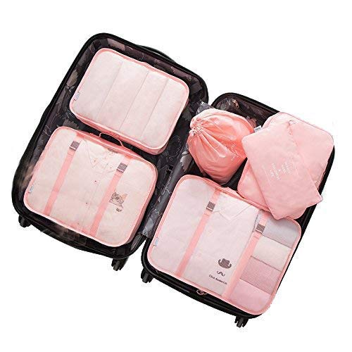 Adwaita 6 Piece Travel Packing Cubes, Pink Color