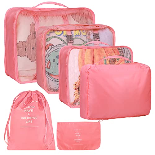 6 Pink Kingdalux Packing Cubes for Suitcases & Organizers