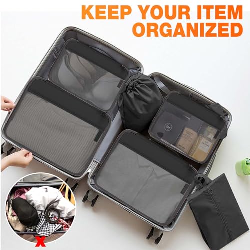5pc Packing Cubes Travel Organizer Set (Black)