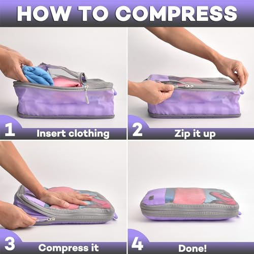 Aviation Family Travel Organizer Packing Cubes Purple/Grey