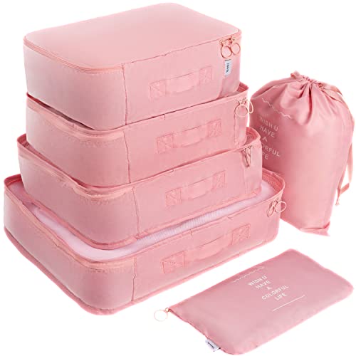 Adwaita 6 Piece Travel Packing Cubes, Pink Color