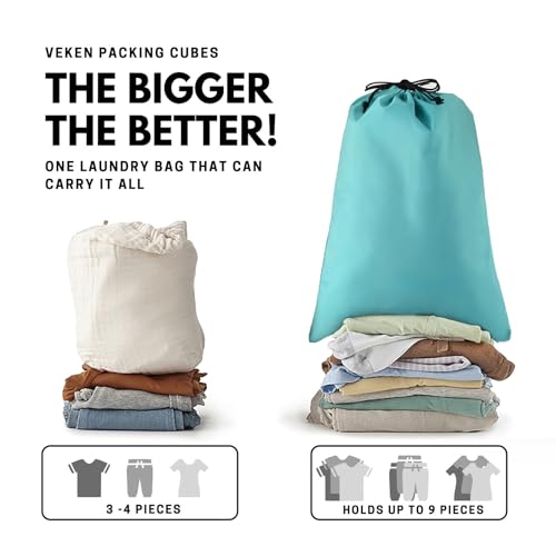 Veken 6-Piece Packing Cubes Set, Cyan, 4 Sizes