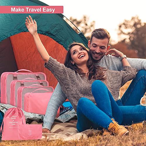 6 Pink Kingdalux Packing Cubes for Suitcases & Organizers