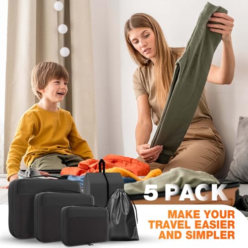 5pc Packing Cubes Travel Organizer Set (Black)