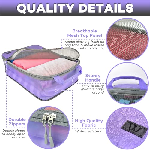 Aviation Family Travel Organizer Packing Cubes Purple/Grey