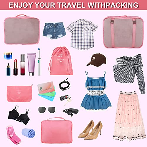 6 Pink Kingdalux Packing Cubes for Suitcases & Organizers