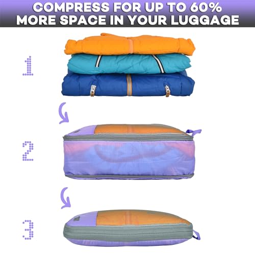 Aviation Family Travel Organizer Packing Cubes Purple/Grey