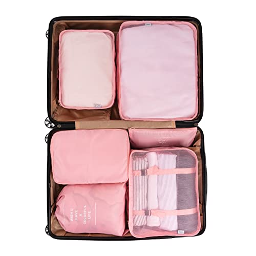 Adwaita 6 Piece Travel Packing Cubes, Pink Color