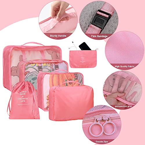 6 Pink Kingdalux Packing Cubes for Suitcases & Organizers