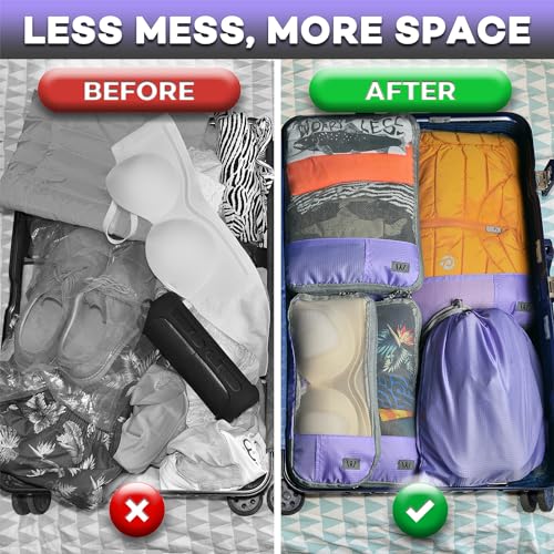 Aviation Family Travel Organizer Packing Cubes Purple/Grey