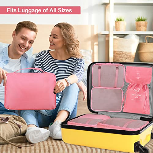 6 Pink Kingdalux Packing Cubes for Suitcases & Organizers