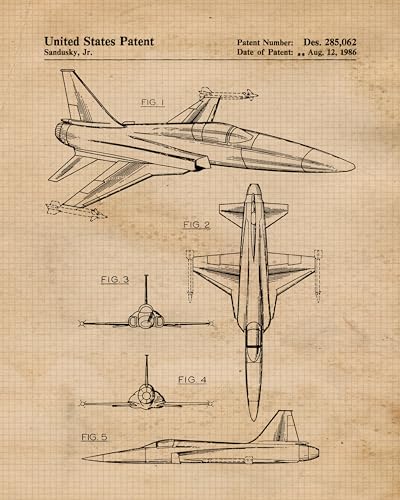 Vintage Military Airplanes Patent Prints, Wall Art Decor