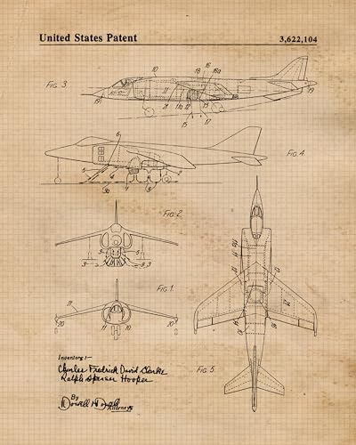 Vintage Military Airplanes Patent Prints, Wall Art Decor