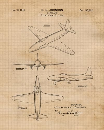 Vintage Military Airplanes Patent Prints, Wall Art Decor
