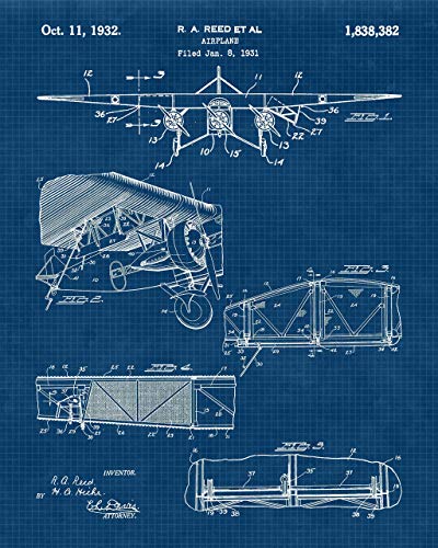 Vintage Propeller Airplanes Patent Prints, Wall Art Decor
