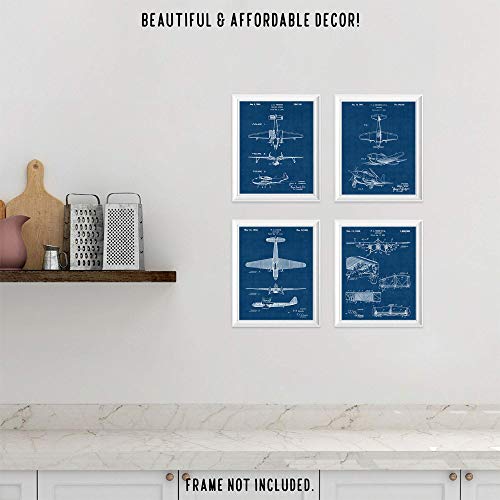 Vintage Propeller Airplanes Patent Prints, Wall Art Decor