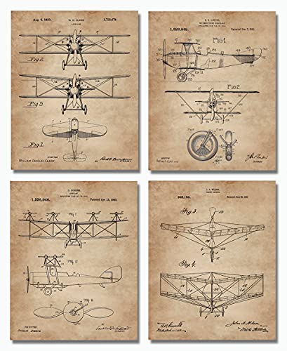 Aviator Decor - Vintage Biplane Print Set
