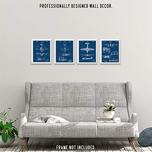 Vintage Propeller Airplanes Patent Prints, Wall Art Decor