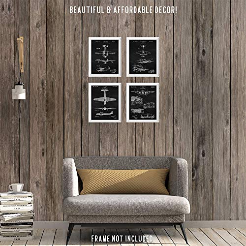 Vintage Propeller Airplanes Patent Prints - Set of 4