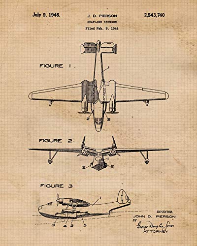 Propeller Airplane Patent Prints: Vintage Wall Art Decor