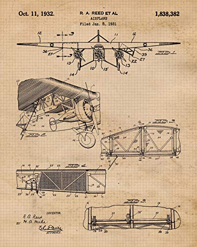 Propeller Airplane Patent Prints: Vintage Wall Art Decor