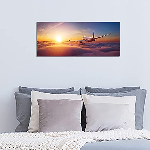 Sunset Aircraft Wall Art Painting for Home Office