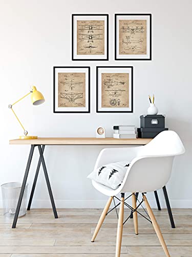 Aviator Decor - Vintage Biplane Print Set