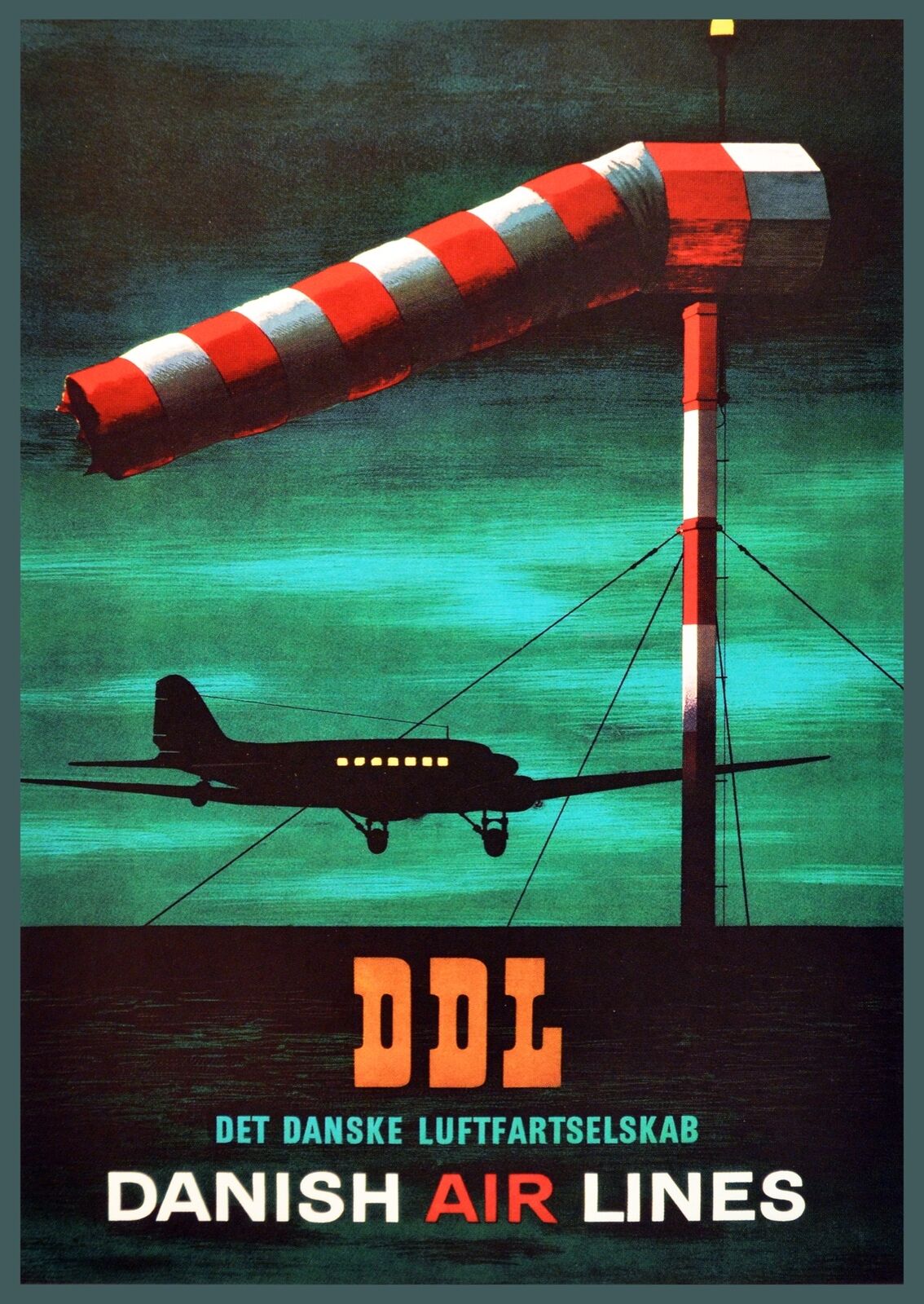 Danish Aviation Poster for Home Interior Design