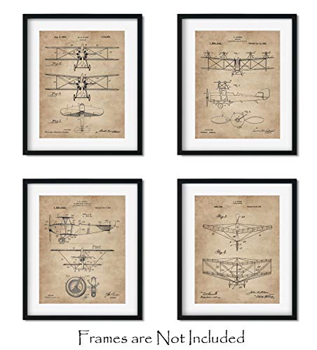 Aviator Decor - Vintage Biplane Print Set
